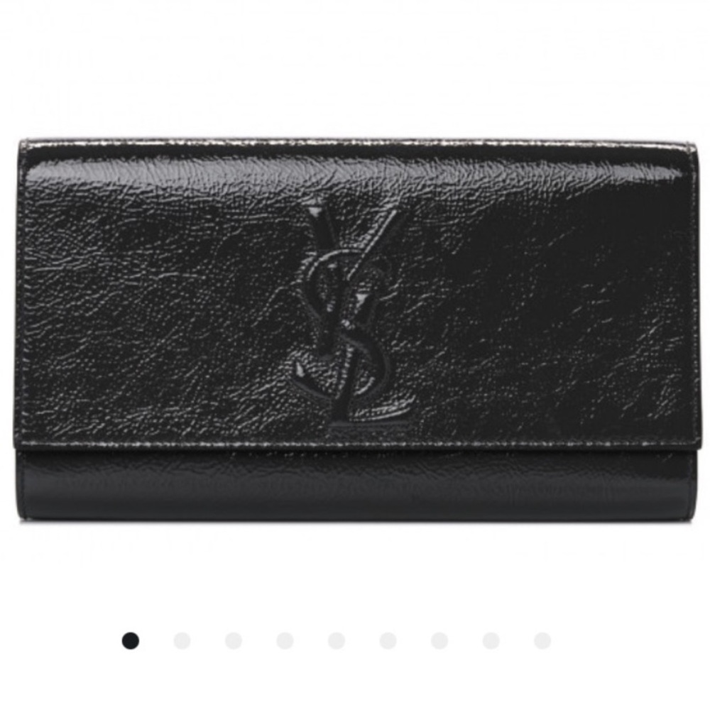 YSL textured patent calfskin large belle de jour clutch BLACK